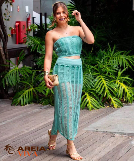 Conjunto Tricô Firenze Três Peças - Moderno, Leve e Atemporal -  Tamanho Único/  veste do 36 a 44